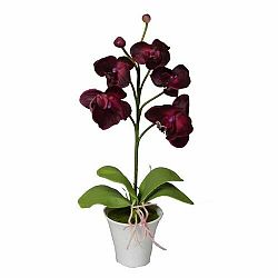 Umelá Orchidea v kvetináči tmavočervená, 35 cm
